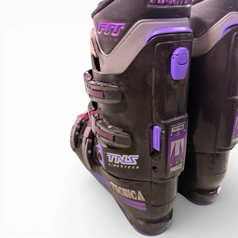 Tecnica Pro 90 Ski Boots Men's Size 8-9-5 Black Neon Purple Vintage‎ Retro